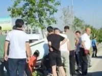 Takla atan araçta burunları bile kanamadı