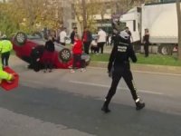 Bursa'da takla atan otomobilde can pazarı