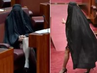 Provokatif eylem! Kara çarşafla Meclis'e geldi