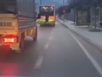 Bursa'da trafikte tehlikeli anlar