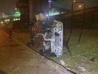 Bursa'da ucuz atlatılan kaza! Kontrolden çıkıp takla attı