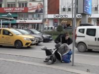 Bursa'da lodos bebek arabasını böyle devirdi