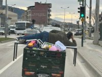 Görüntüler Bursa'dan! Tehlikeli yolculuk