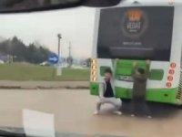 Bursa'da tehlikeli yolculuk