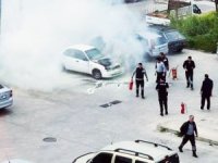 Bursa'da hastane otoparkında büyük panik! Bir anda alev topuna döndü