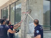 Bursa'da iş yerine giren yılan paniğe neden oldu