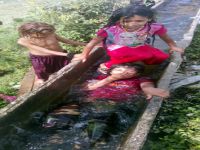 Su kanalında serinliyorlar