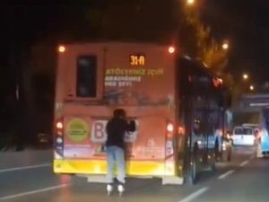 Bursa'da tehlikeli yolculuk kamerada